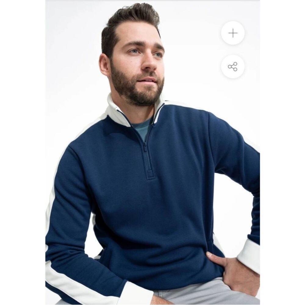 Swet Tailor Stretch Microfleece Quarter Zip Slalom Stripe Admiral Blue Pullover